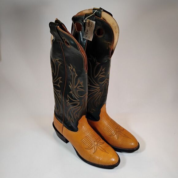 Nocona NOS Bullhide Tan & Green Western Cowboy Boots Size 10 Model 6532 70 603 main image 11